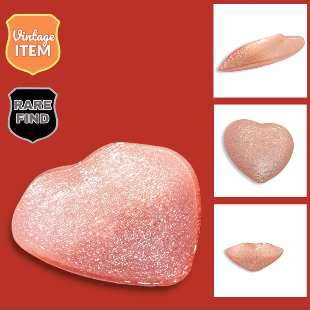 Heart Shaped Pink Ombre Sparkling Glitter Glass Plates 7.5 Inches by Akcam.